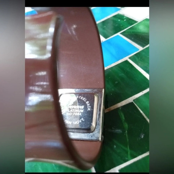 BAKELITE Vintage MCM Geneva Chocolate Brown Art Deco Cuff Bracelet Watch EUC